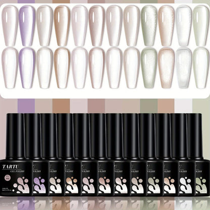 12pcs 8ml Cat Eye Gel Nail Polish Nude Pink Red brown Glitter Gel Polish Set