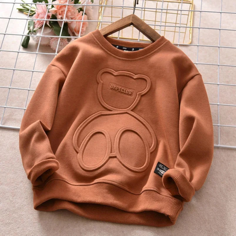 Steel Print Bear Teenagers Long Sleeve Cotton Anime Hoodie Pullovers