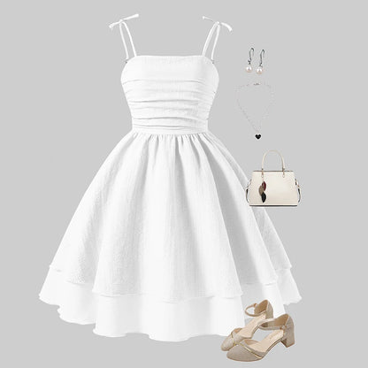 Pink Tiered Sling Princess Sweet Style Tween Girls Dress