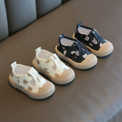 Square Mouth Casual Spring Cartoon Soft Sole Walking Canvas Shoe