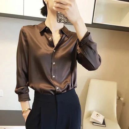 Satin Casual Long Sleeve Elegant Shirts