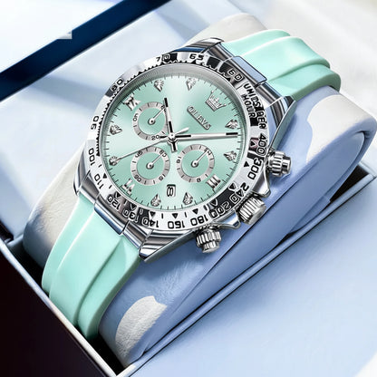 Luxury Silicone Strap Multifunctional Chronograph Quartz Watch