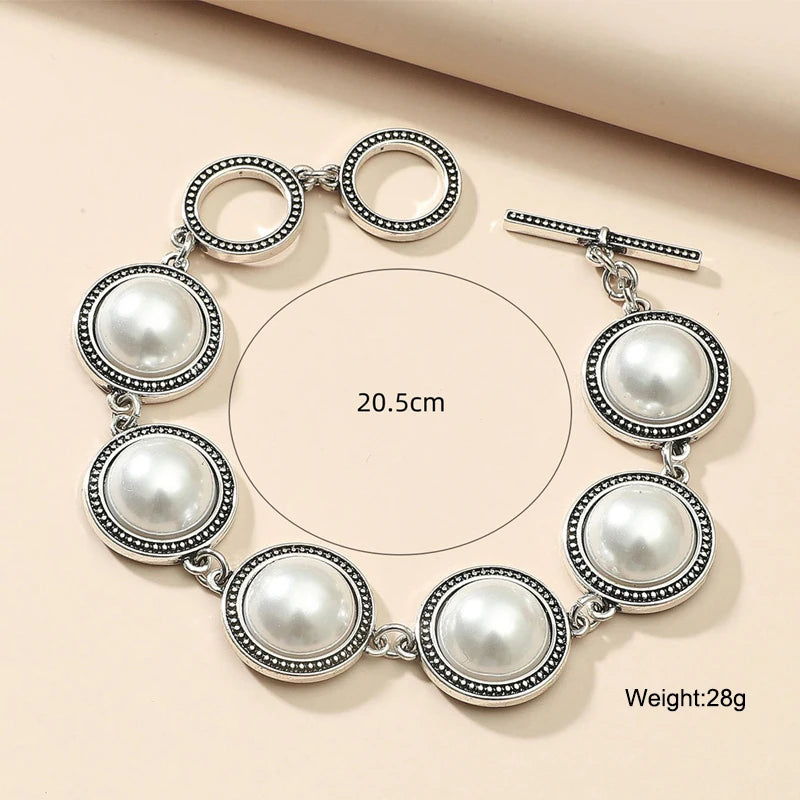 Boho Vintage Round Pearl Bohemian Adjustable Bracelet