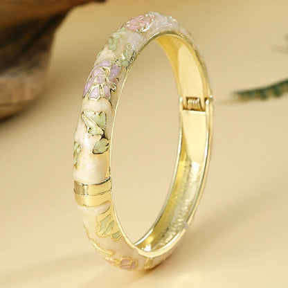 Vintage Enameled Flower Bangles Bracelet