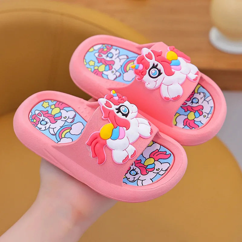 Girls Slippers Soft Bottom Anti-Slip Cute Unicorn Bathing