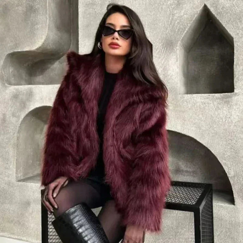 Long Sleeve Fur Casual Coats
