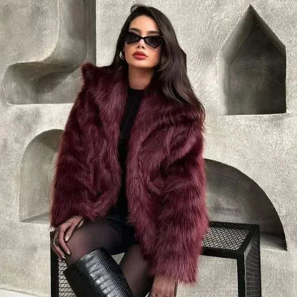 Long Sleeve Fur Casual Coats