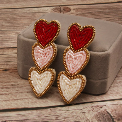 Hearts Dangle Beaded Earrings