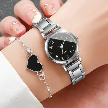 Square Stainless Steel Quartz Watch Set