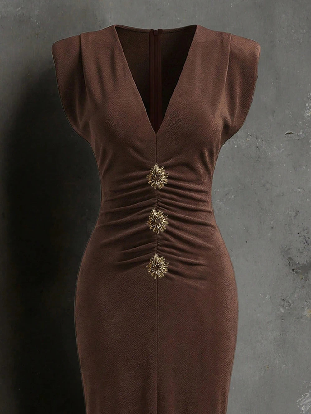 Solid Sleeveless Skinny Evening Midi Long Dress
