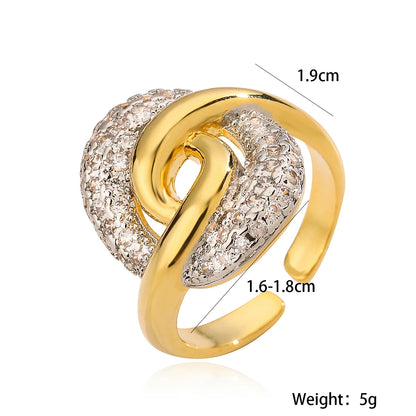 Gold/Silver Geometric Shiny AAA CZ Inlay Copper Rings