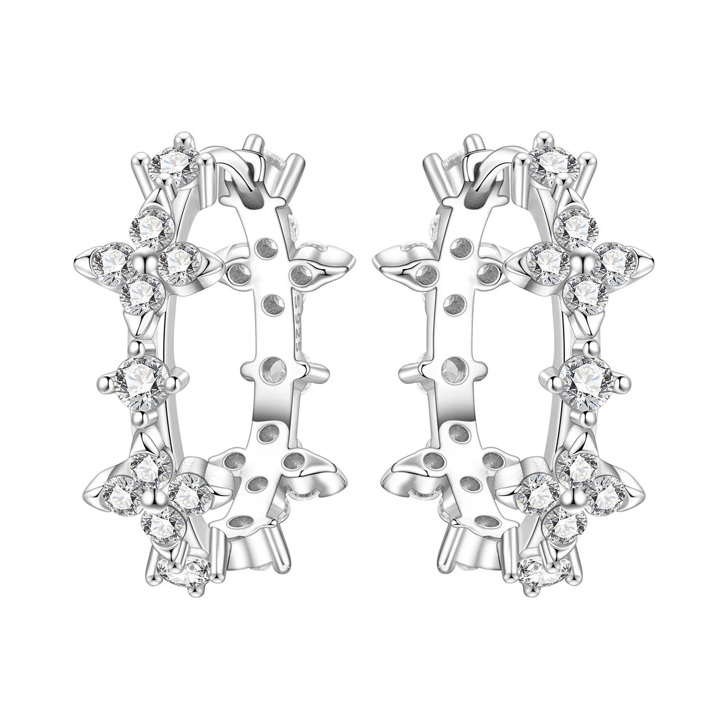 Orstarry Original 925 Sterling Silver Blue Iris Flower Earrings