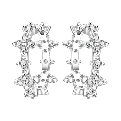 Orstarry Original 925 Sterling Silver Blue Iris Flower Earrings