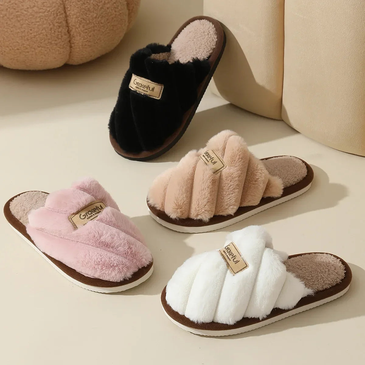 Non Slip Soft Flat Heel Indoor Slippers