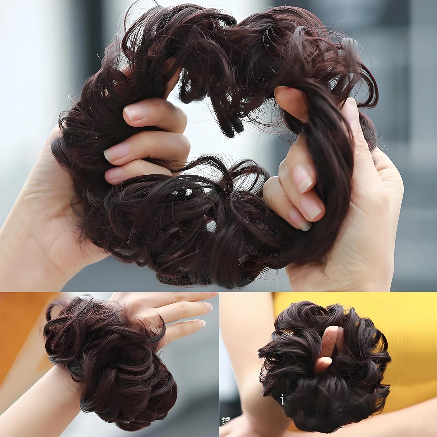Natural Curly Messy Bun Hair Wigs