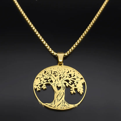 Aesthetic Tree of Life Love Heart Necklace