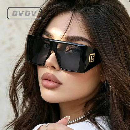 Unique Shield Shaped Square Oversized Sunglasses