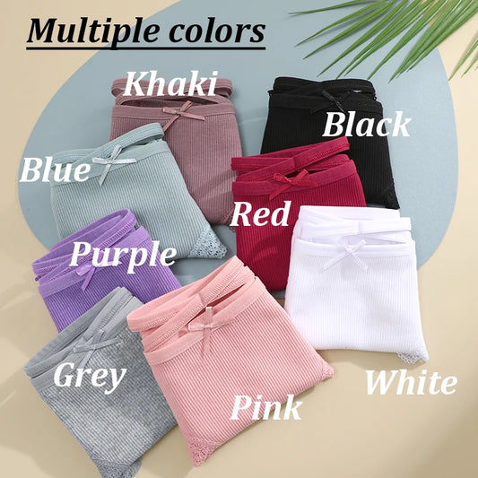 3PCS/Set Cotton Sexy Low Rise Lace Brazilian Panties S-XL