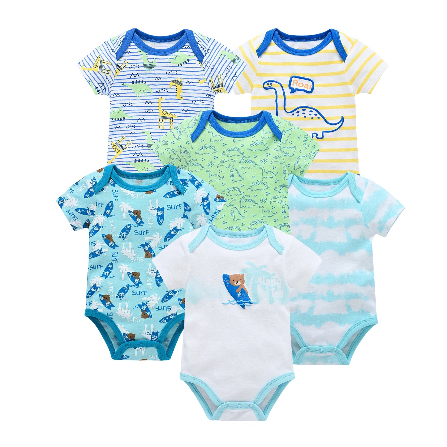 3/6 pcs Baby Girls Cotton Short Sleeve Toddler