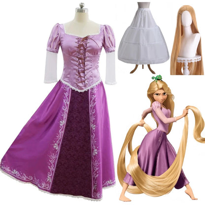 Tangled Rapunzel Long Hair Princess Cosplay Costume