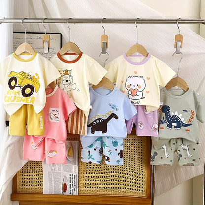 Kids Cartoon Baby Tops Shorts Set