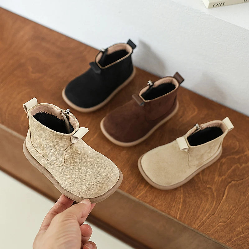 Casual Outdoor Anti-slip Infant Oxford Suede Plush Ankle Boots