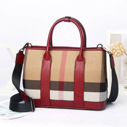High Capacity Leather Canvas Tote Bag