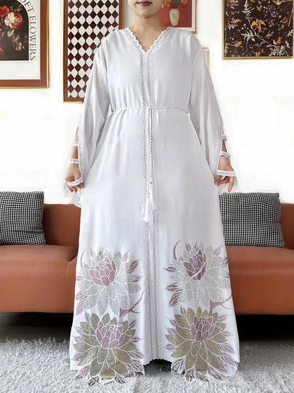 Muslim Chiffon Diamond Long Sleeve African Abaya