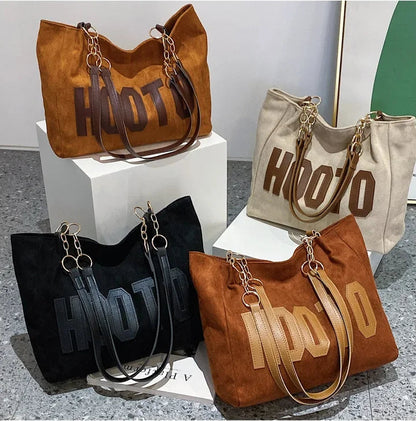 Letters Tote Canvas Campus Handbag Bolsa