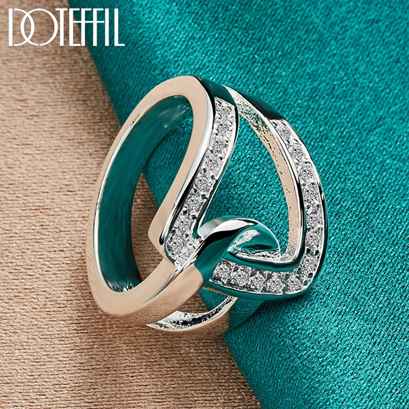 925 Sterling Silver Geometry AAAAA Zircon Ring