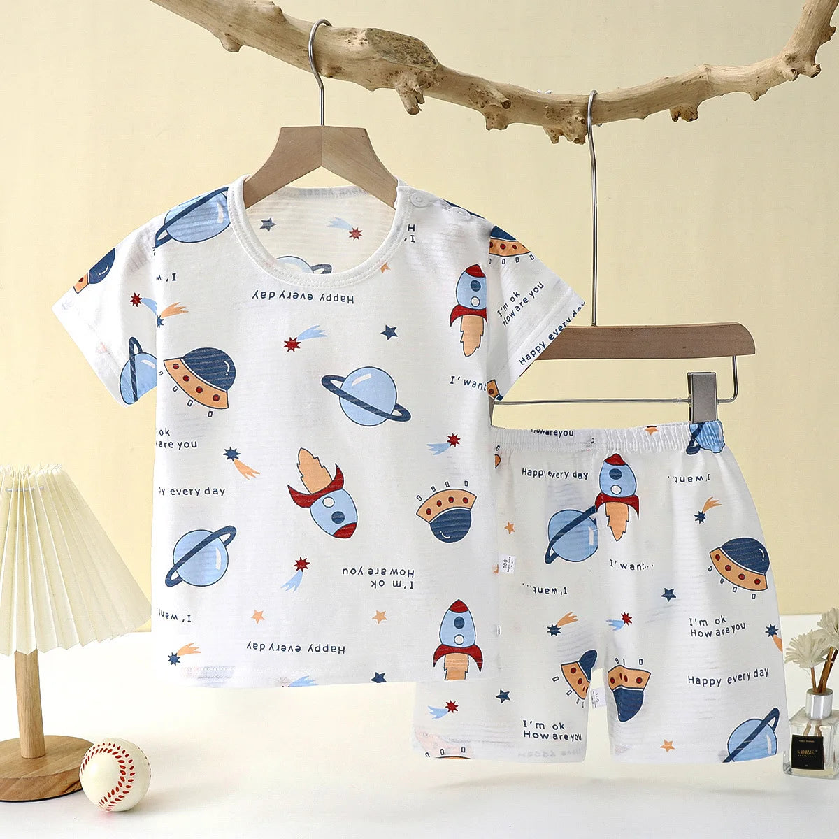 Cotton Cartoon Short Sleeve Pajama Set