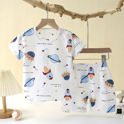 Cotton Cartoon Short Sleeve Pajama Set