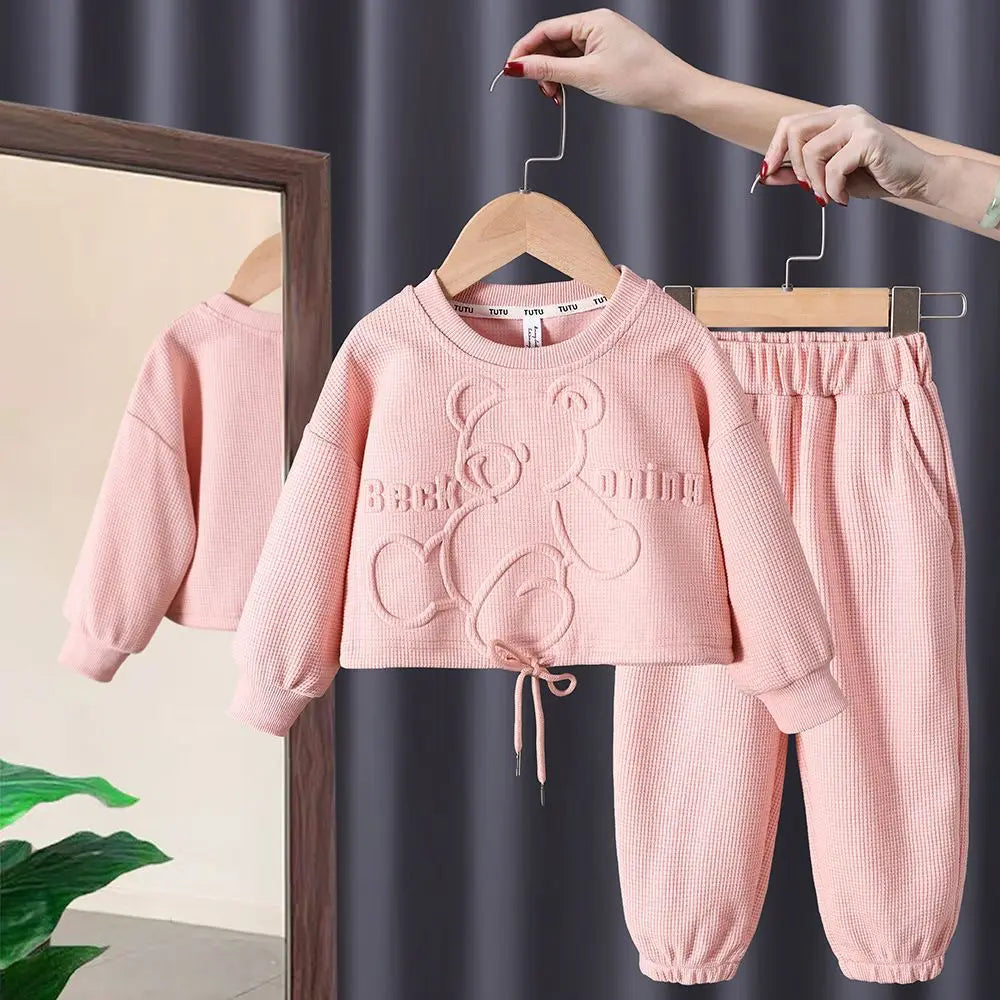 Spring Round Neck Long Sleeve Sweater Hoodie Set