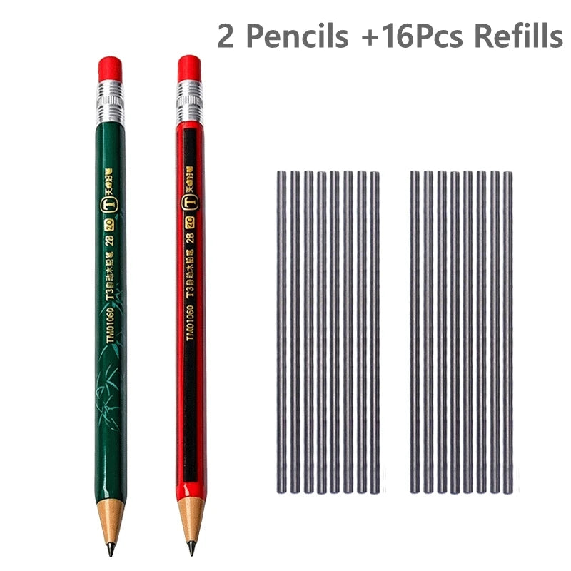 Mechanical Pencils Set 2B 2.0mm Automatic Student Drawing Pencil