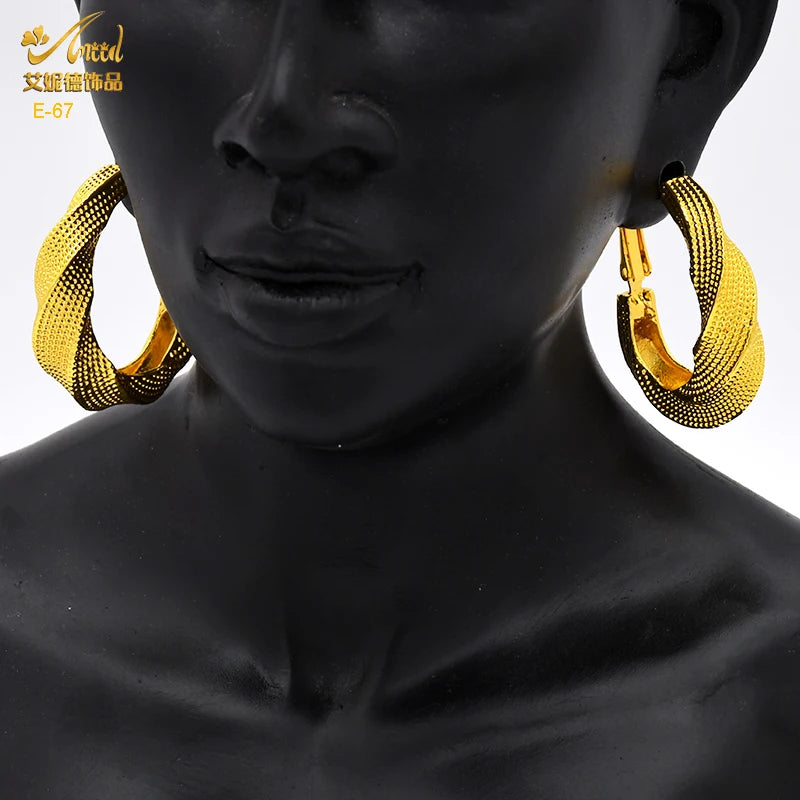 24K Gold Color Hoop Earrings