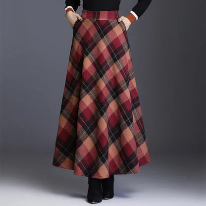 Thickened Woolen Plaid Mini Skirt
