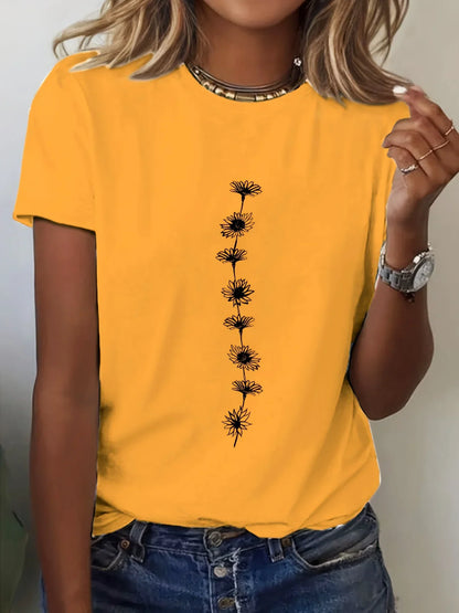 Sunflower Print Short Sleeve T-Shirt