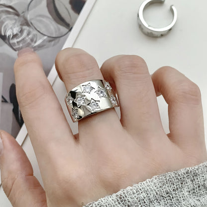 925 Sterling Silver Geometry Crystal Ring