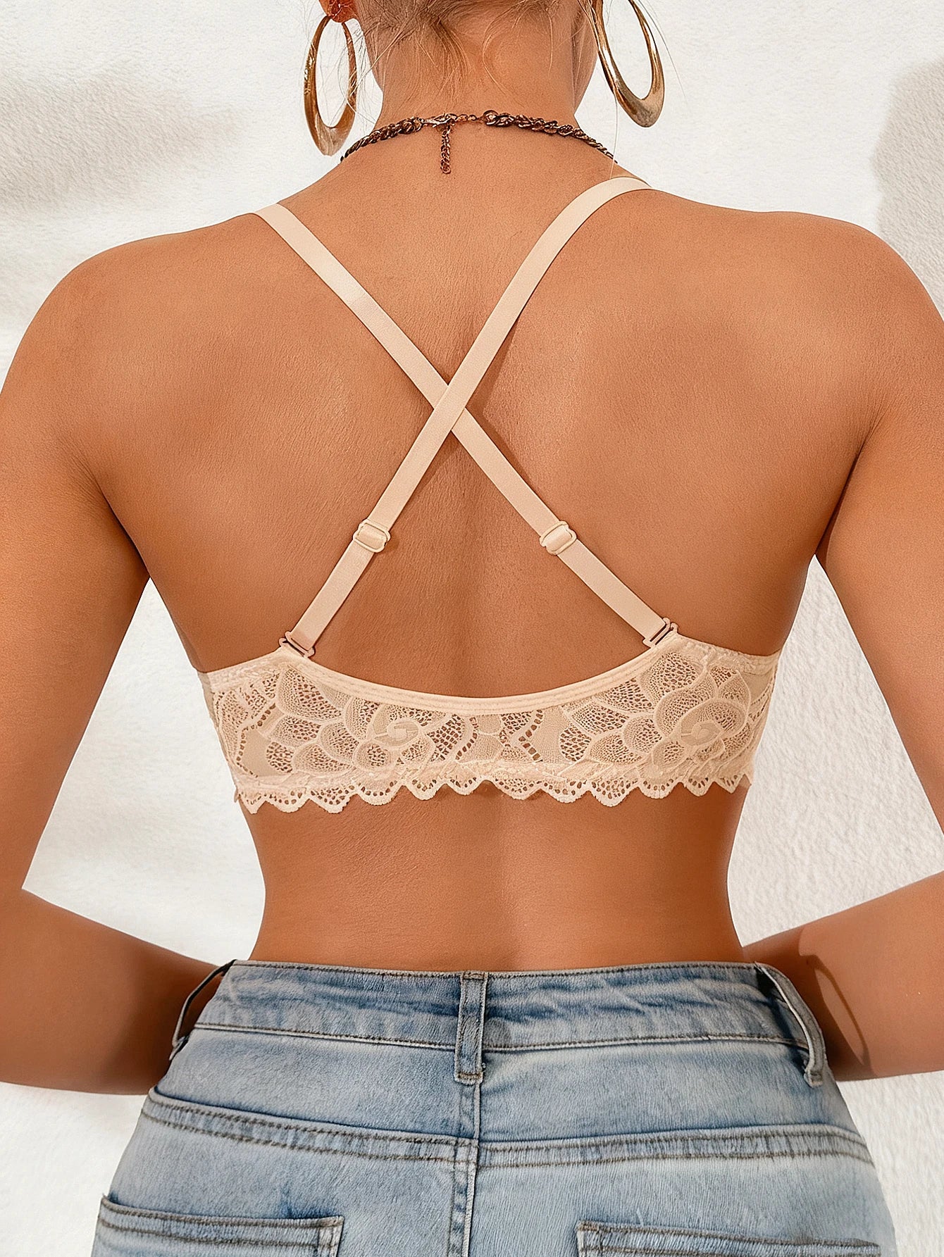 Back Bra Front Closure Push Up Mesh Back Wing Bra