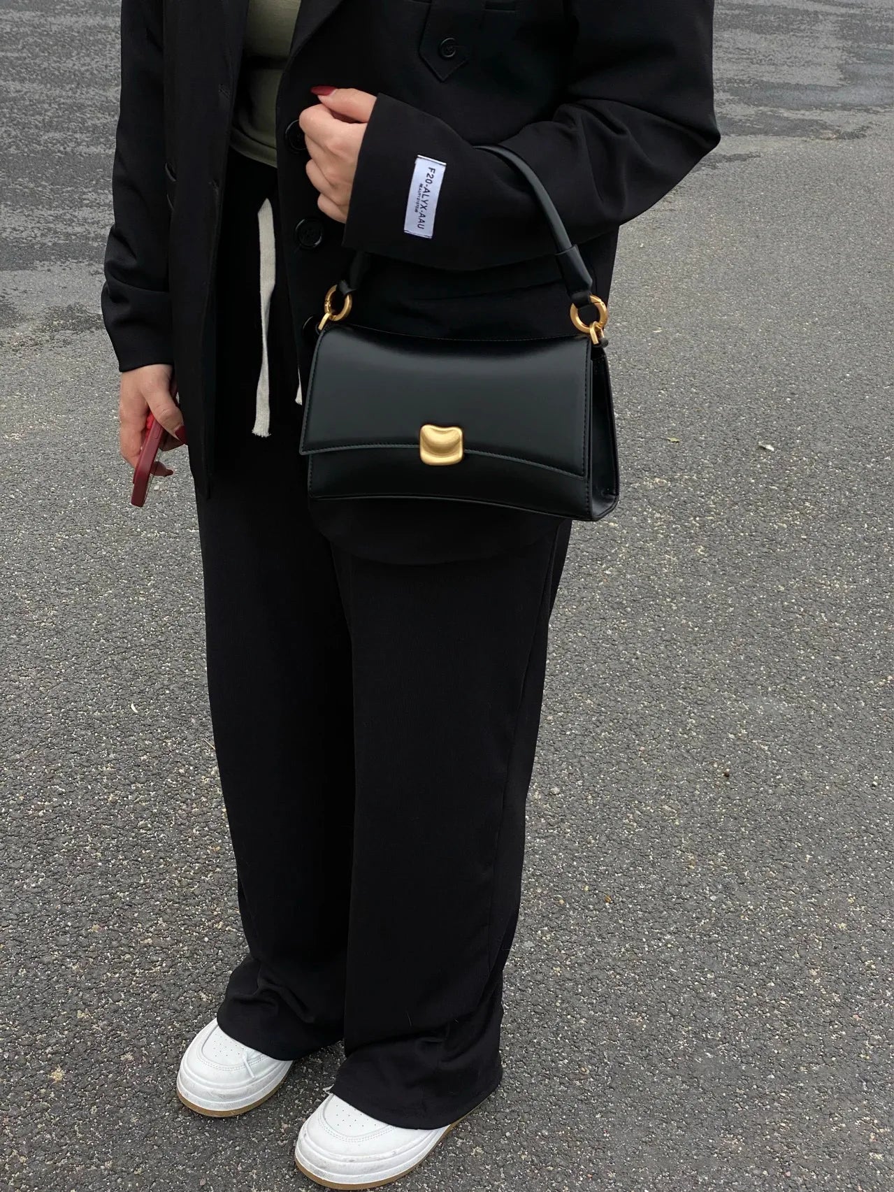 DANA Black Flap Lock PU Leather Bag