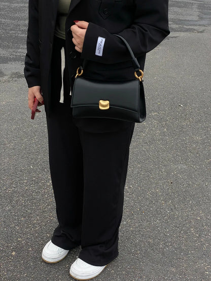 DANA Black Flap Lock PU Leather Bag