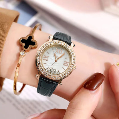 Vintage Green Waterproof with a Luxurious Diamond-Studded Watch