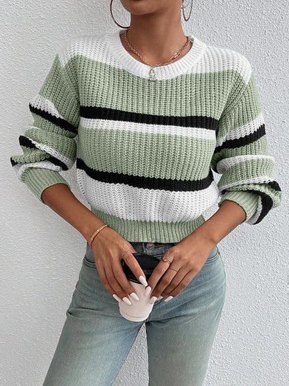 Loose drop shoulder round neck sweater