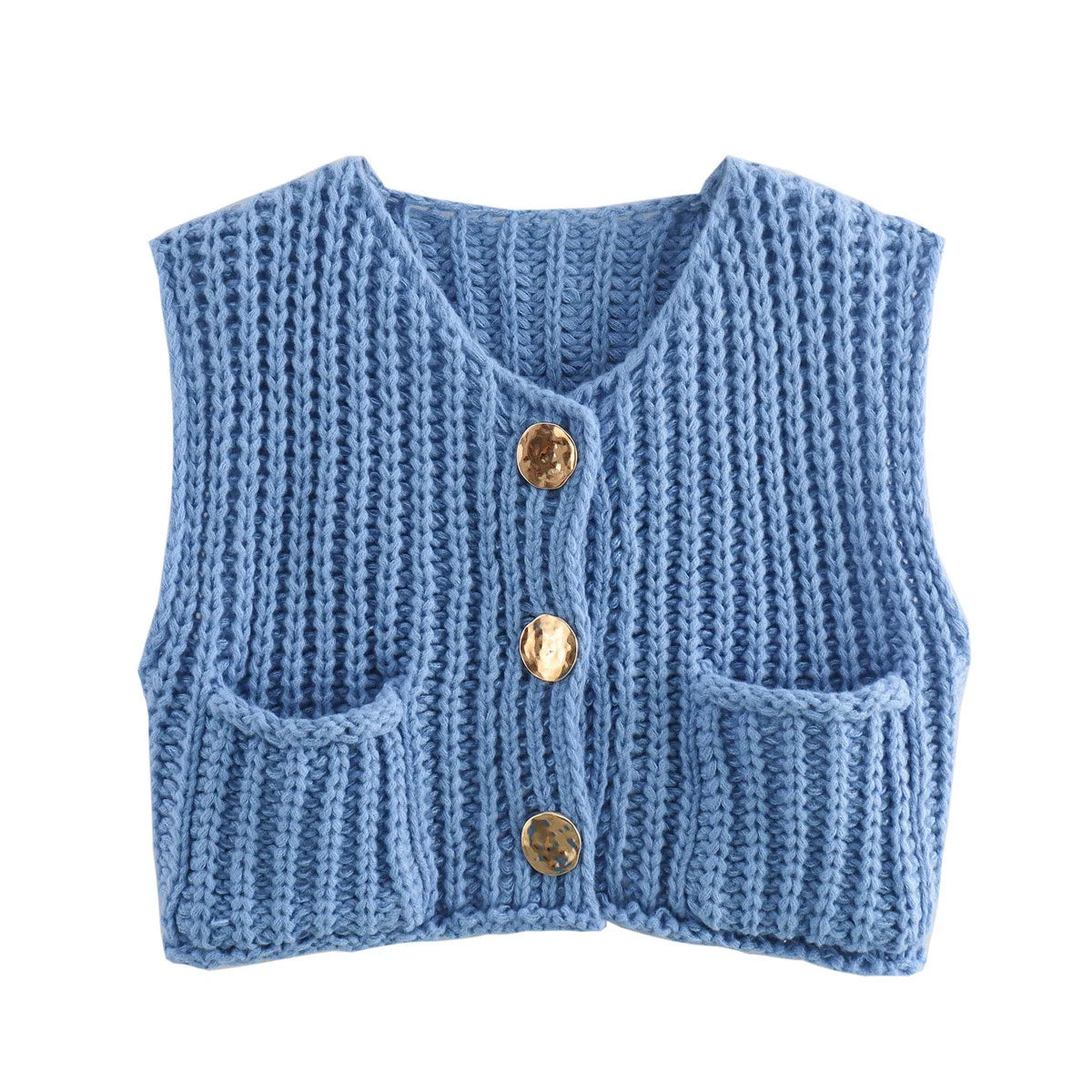 Korean Crop Sweater Vest Solid Loose Casual Sweater Vest