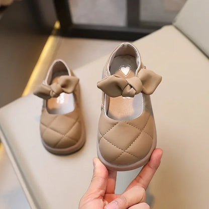 Leather Soft Shallow Bow Casual Shoes