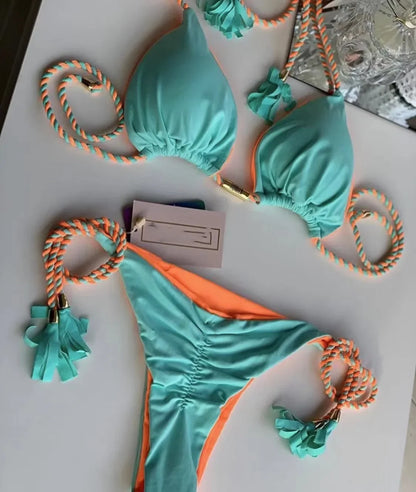 Backless Rope Triangle Swimsuit Bikini