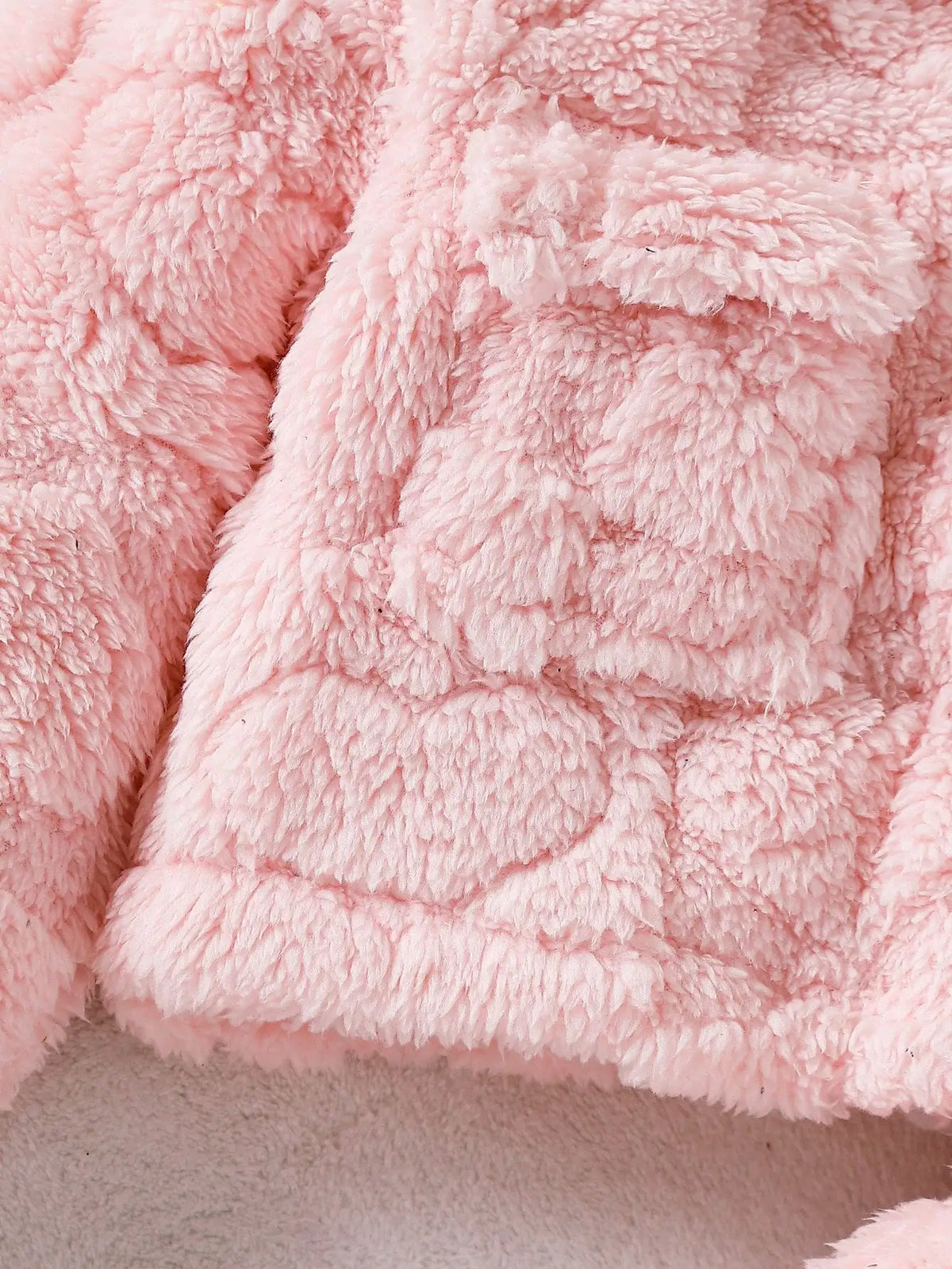 Baby girl casual pink plush long sleeved jacket Set