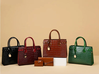Retro Crossbody Crocodile Pattern Texture Bag Set