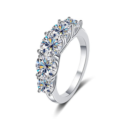18k Plated 3.6CT All Moissanite 5 Stones Sparkling Diamond S925 Sterling Silver Rings