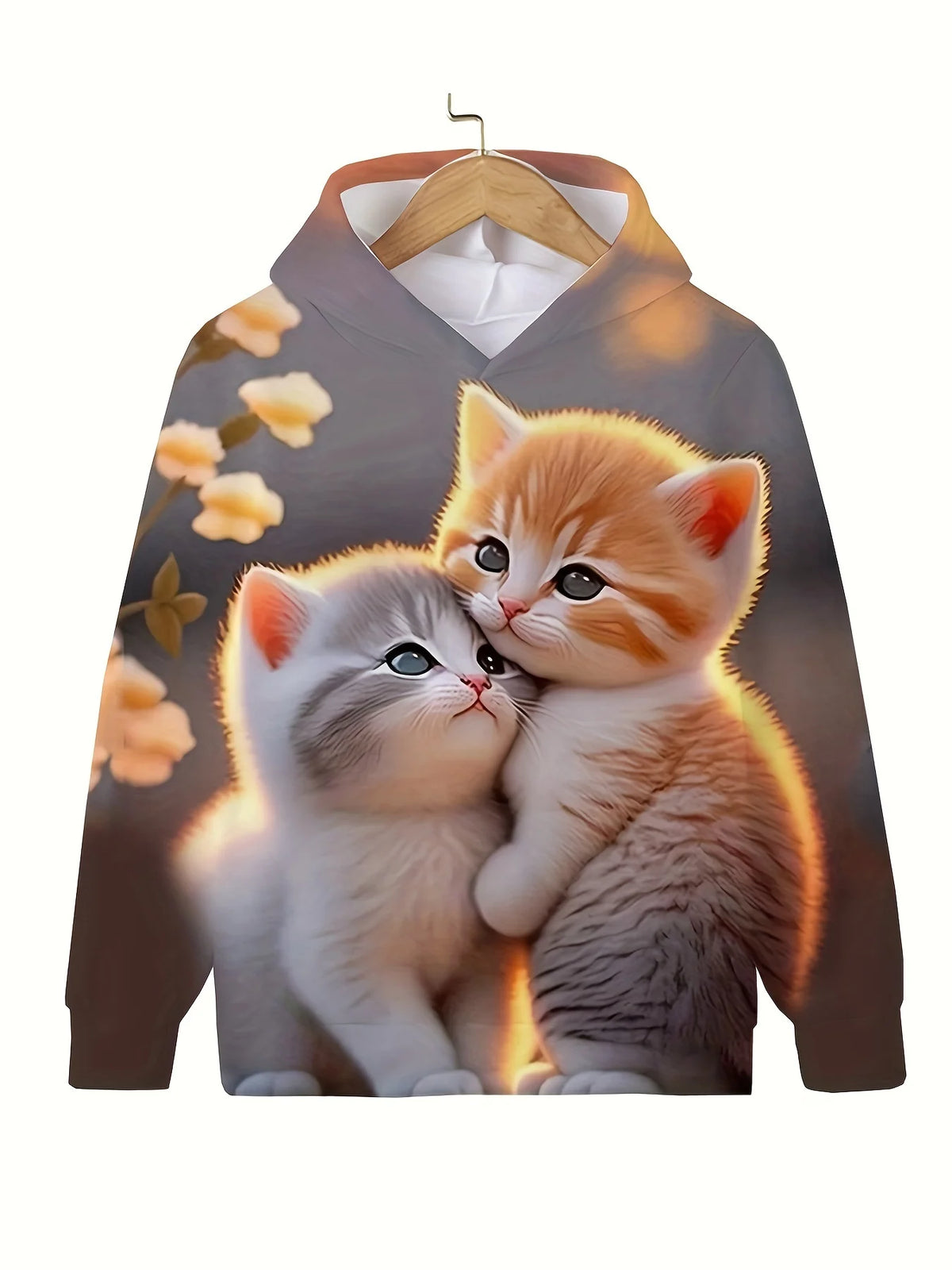 Long Sleeve Cute Cat Print Casual Kid Summer Autumn Hoodies